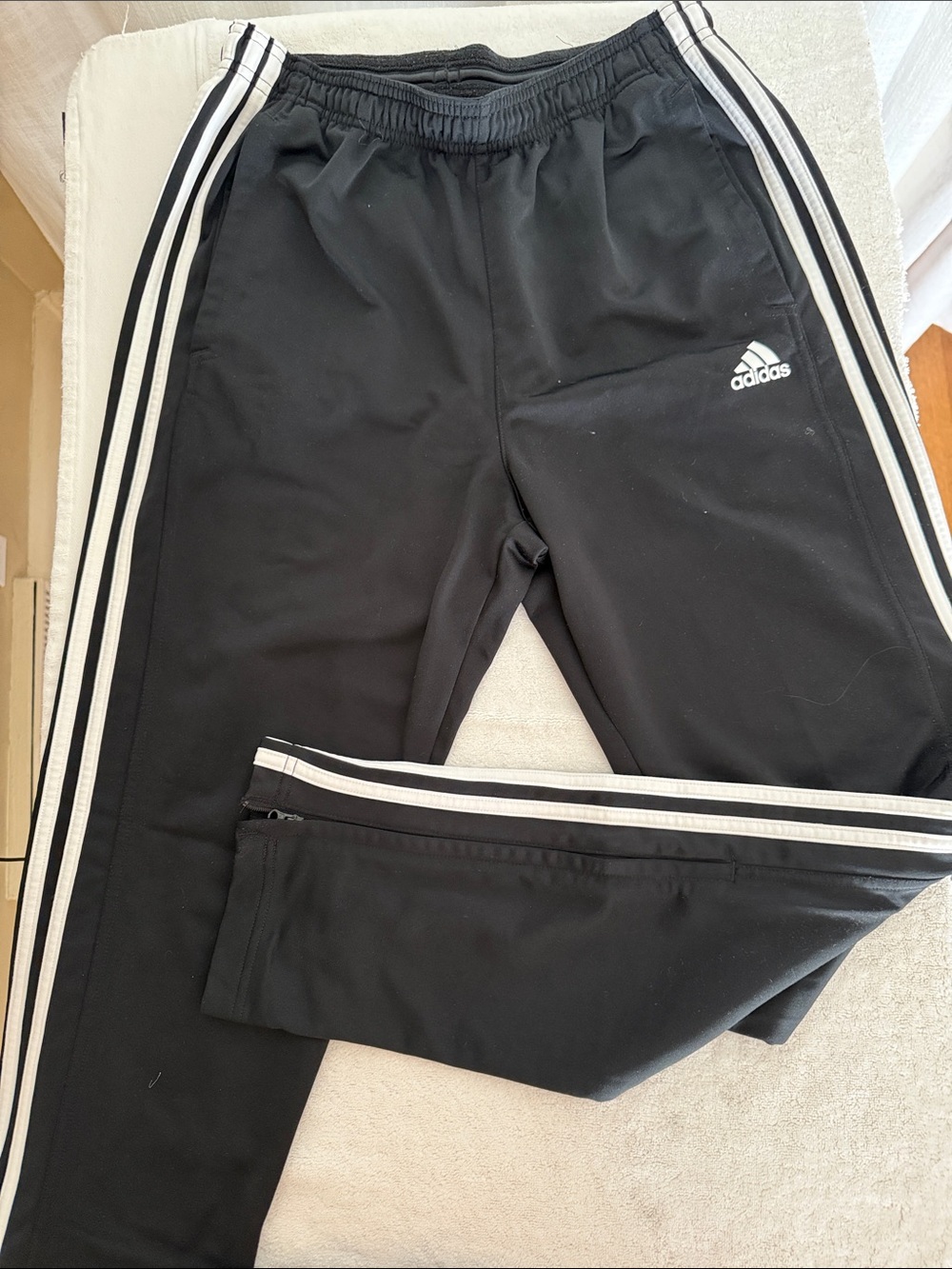 adidas Black Jogger Pants with White 3-Stripe Side Detail